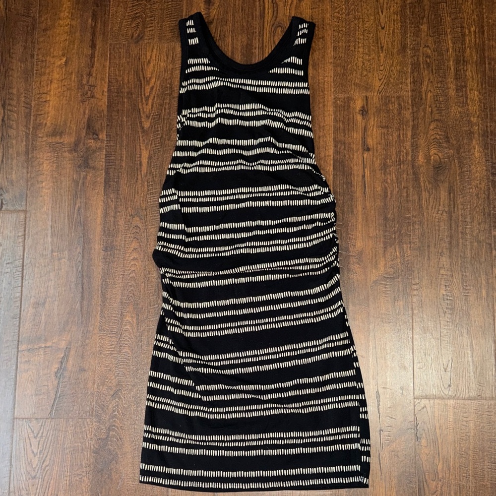 Liz Lange for Target Striped Black and Cream Maternity Midi Dress